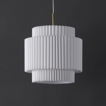 Boden 14.5" 1-Light Vintage Mid-Century Iron LED Pendant with Pleated Shade - JONATHAN Y